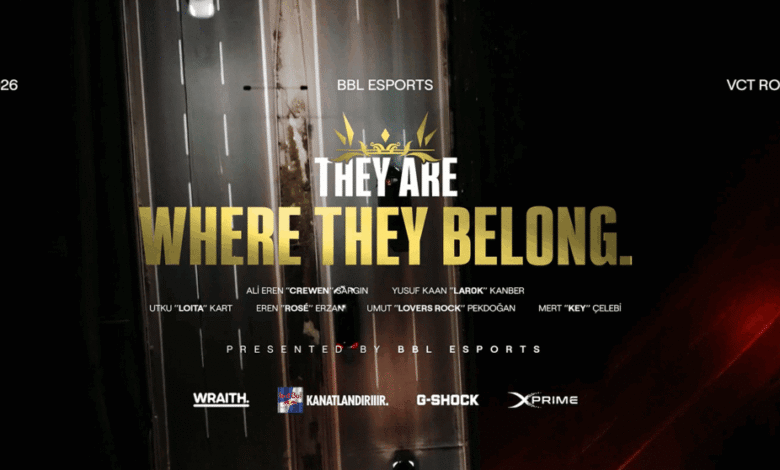 Gráfico de anúncio da escalação de VALORANT BBL Esports VCT 2026