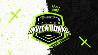 Imagem do logotipo do Call of Duty League Launch Invitational em um fundo preto, branco e verde