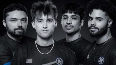 Imagem da escalação do Team Envy Halo vestindo camisetas do Team Envy em um fundo preto