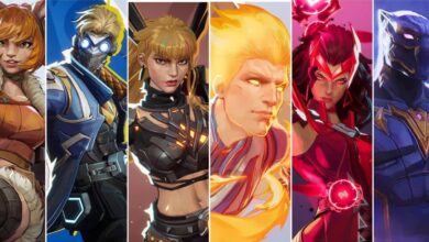 Uma colagem mista com personagens de Marvel Rivals