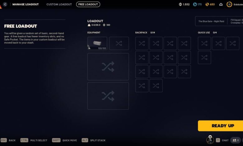 Tela de carregamento do Arc Raiders com opção de carregamento gratuito destacada