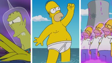 Uma imagem de colagem com Homer Simpson e alienígena