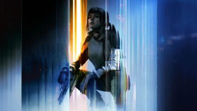 Imagem do jogador de Call of Duty Black Ops 7 agachado enquanto segura uma pistola em um fundo multicolorido