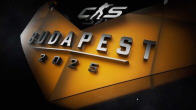 Imagem do logotipo StarLadder Budapest Major 2025 em um fundo preto.