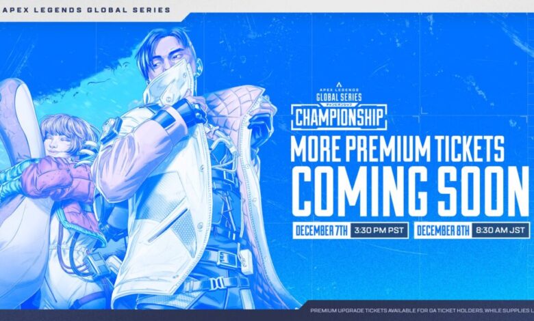 Gráfico de anúncio de venda de ingressos premium do ALGS Championship 2026 Sapporo Japan apresentando Crypto e Wattson