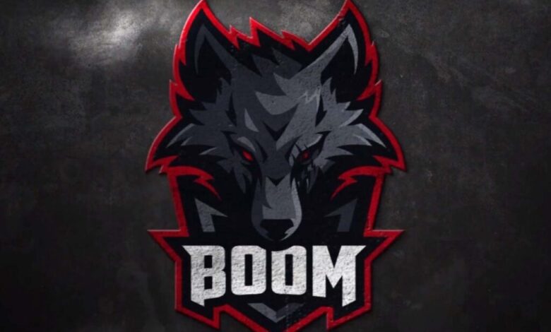 Imagem do logotipo da BOOM Esports em um fundo preto