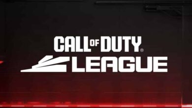 Imagem do logotipo da Call of Duty League em um fundo preto e vermelho
