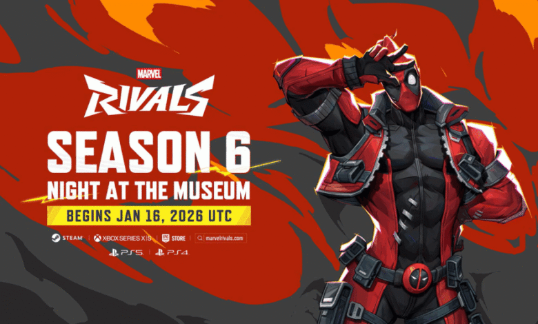 6ª temporada de Marvel Rivals: arte do personagem Night at the Museum Deadpool