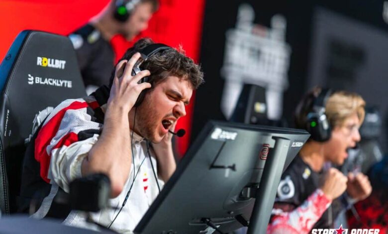Imagem do jogador de Counter-Strike do FaZe Clan, Broky, torcendo enquanto competia no StarLadder Budapest Major