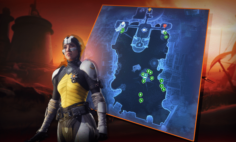 Mapa interativo do posto avançado de Destiny 2 Tharsis