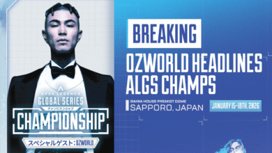 OZWorld se apresentando no gráfico de anúncio do torneio ALGS Championship 2026