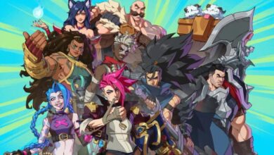 Uma ilustração vibrante de personagens 2XKO