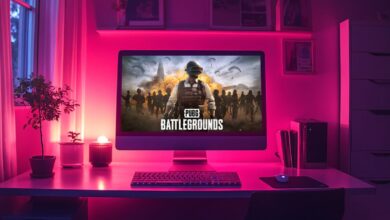 Um monitor de computador exibe a capa do jogo PUBG