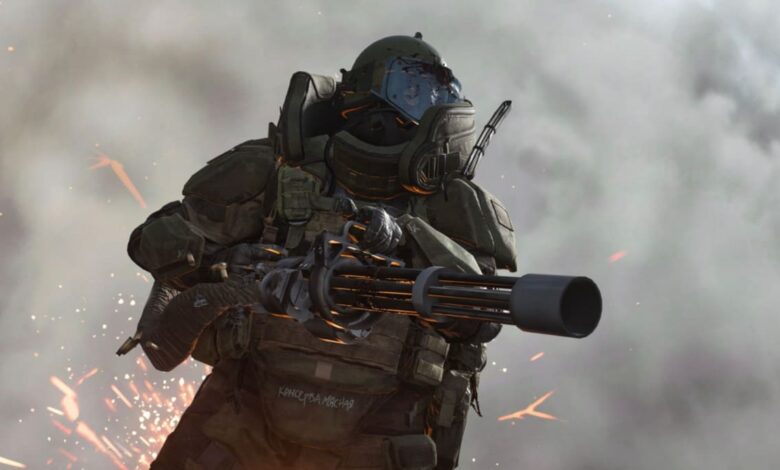 O personagem retratado é Juggernaut da série de jogos Call of Duty, especificamente sua versão de Call of Duty: Modern Warfare (2019) ou Call of Duty: Warzone