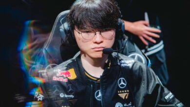 Imagem de Faker competindo no Campeonato Mundial de League of Legends de 2025