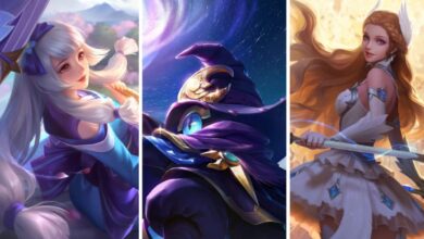 Uma colagem mista com personagens da MLBB