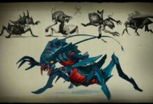 Arte conceitual do personagem Weaver do videogame Dota 2