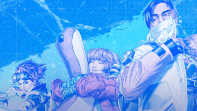 Gráfico do Apex Legends Year 5 Championship apresentando Horizon, Wattson e Crypto.