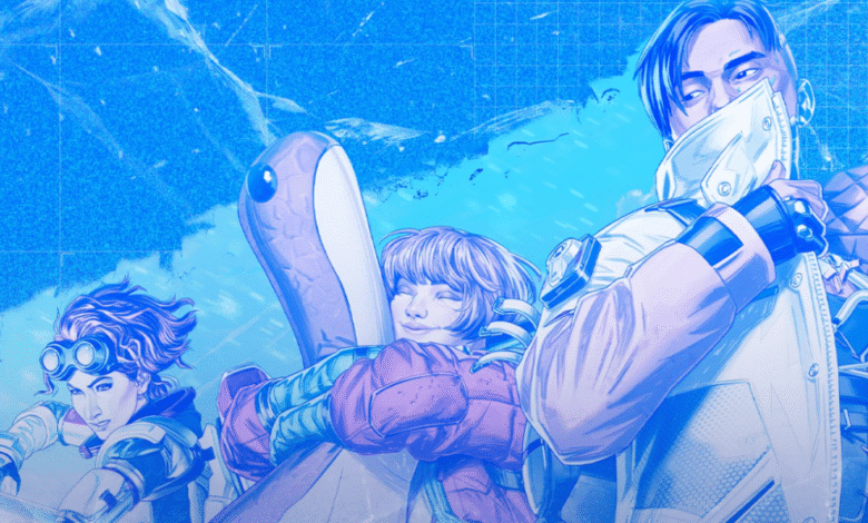 Gráfico do Apex Legends Year 5 Championship apresentando Horizon, Wattson e Crypto.